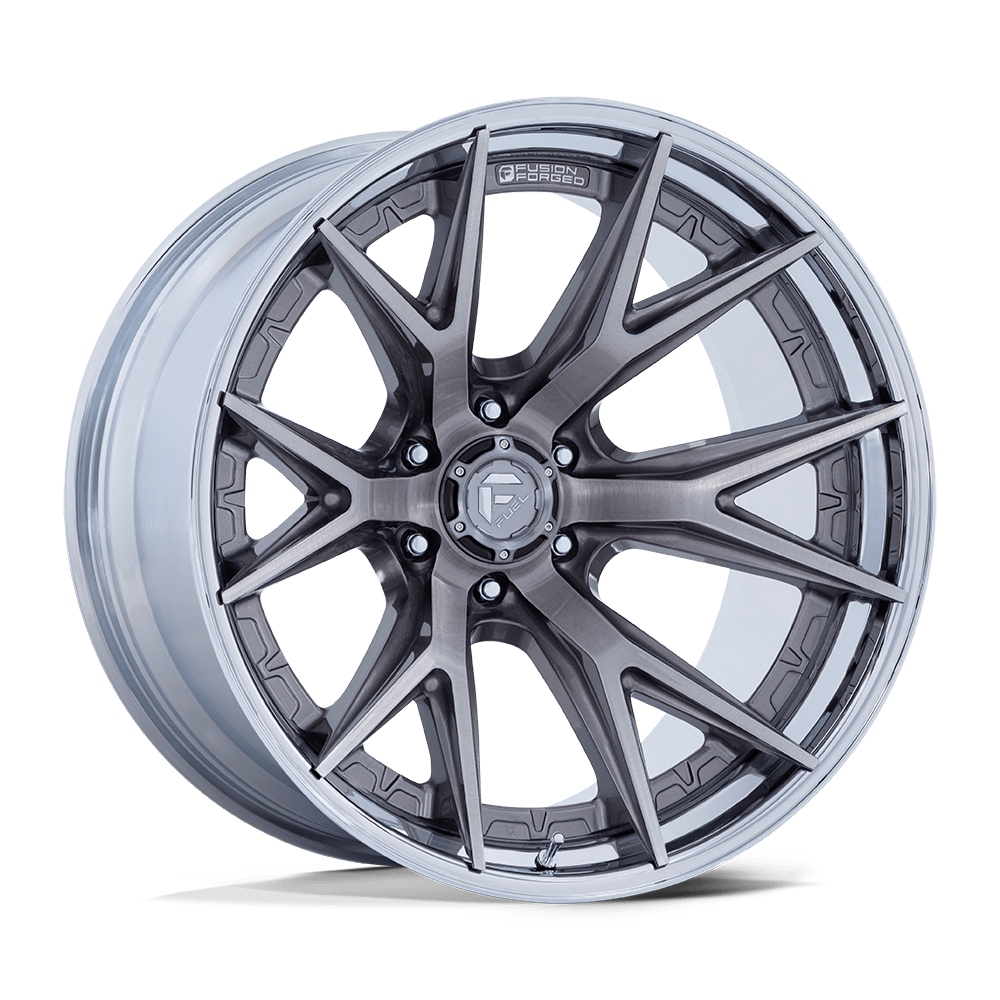 Fuel 1PC FC402 CATALYST PLATINUM W/ CHROME LIP 22 Inch Wheels