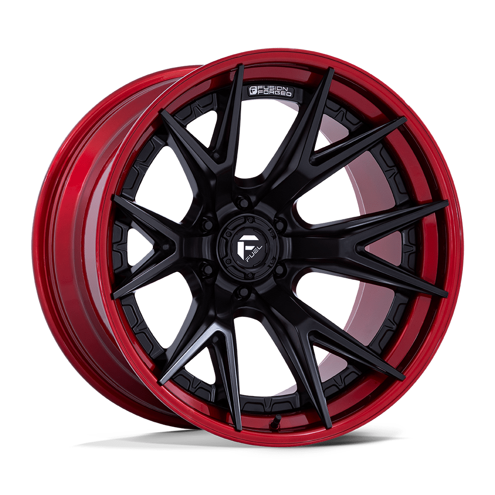 Fuel 1PC FC402 CATALYST MATTE BLACK W/ CANDY RED LIP 22 Inch Wheels