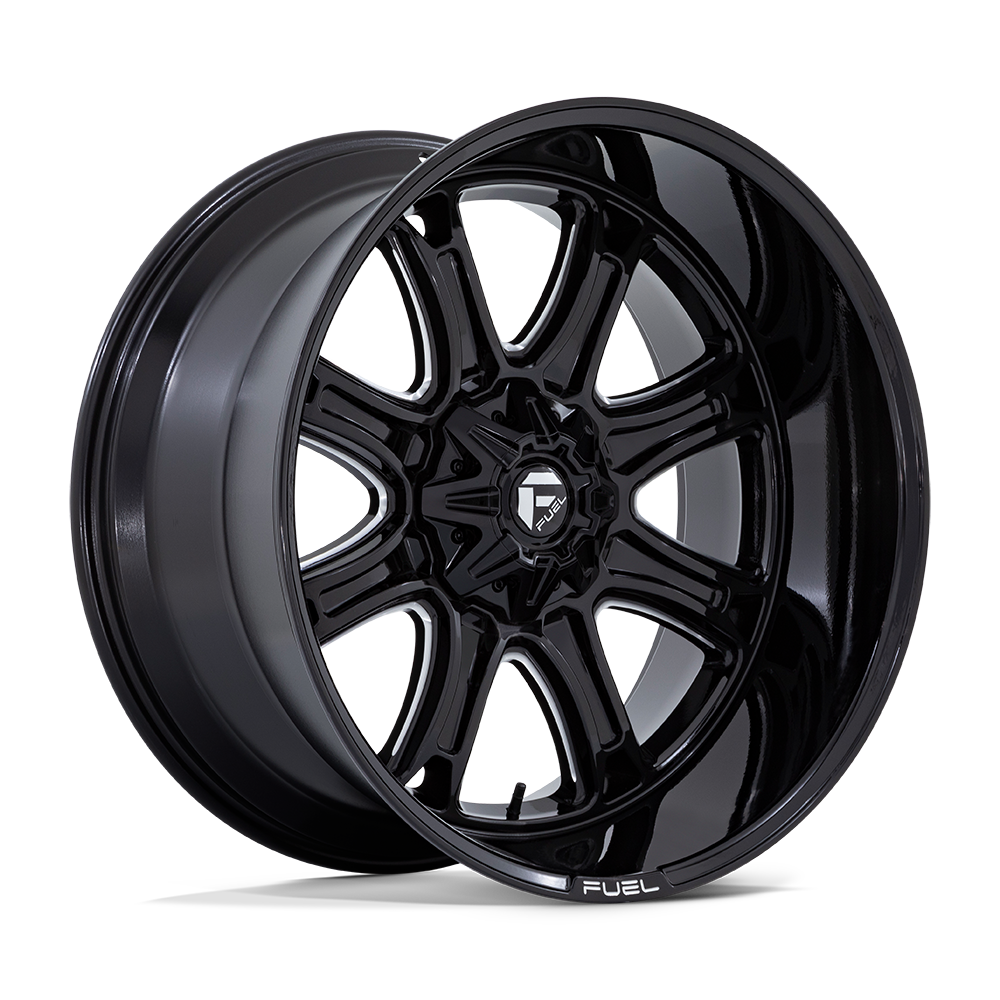 Fuel 1PC DARKSTAR GLOSS BLACK MILLED 22 Inch Wheels