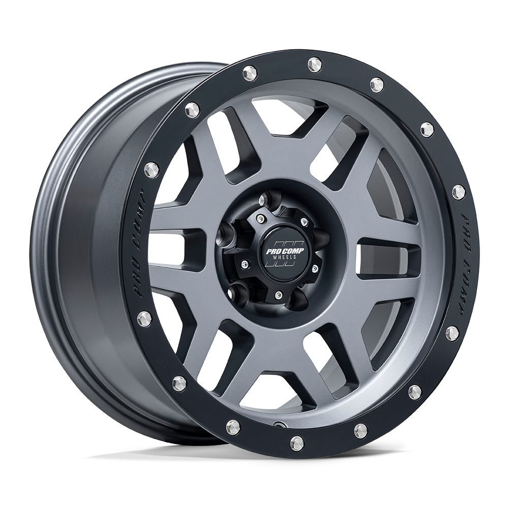 PA41 PHASER MATTE GRAPHITE W/ BLACK LIP Rims for Jeep Wrangler, Jeep Grand Cherokee, Jeep Gladiator