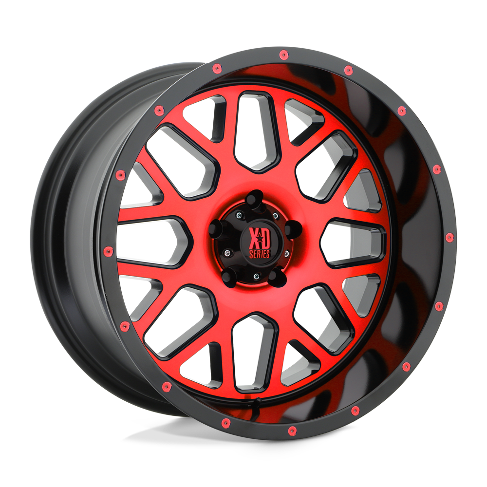 XD820 GRENADE SATIN BLACK MACH FACE RED TINT Rims for Jeep Wrangler, Jeep Grand Cherokee, Jeep Gladiator