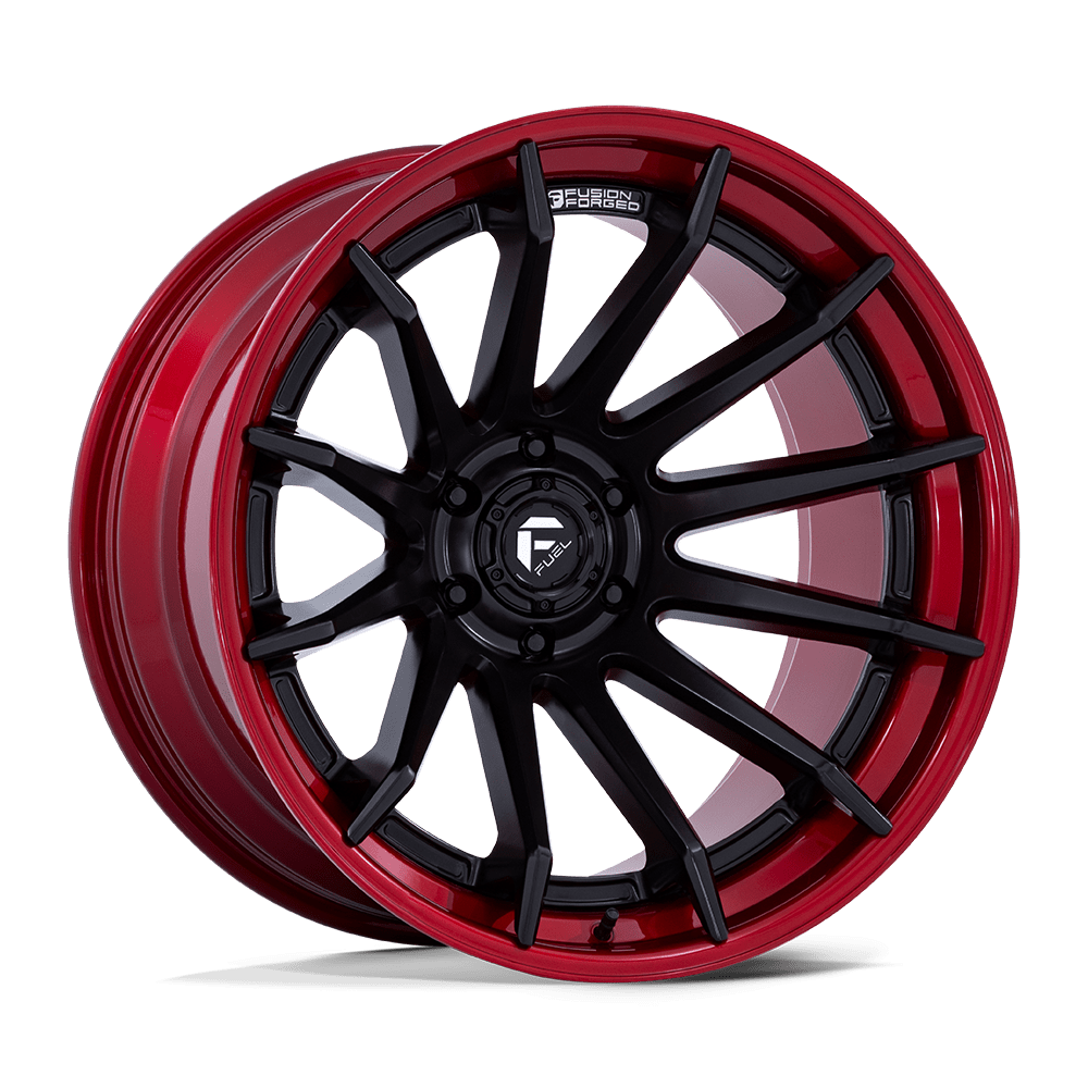 Fuel 1PC FC403 BURN MATTE BLACK W/ CANDY RED LIP 20 Inch Wheels
