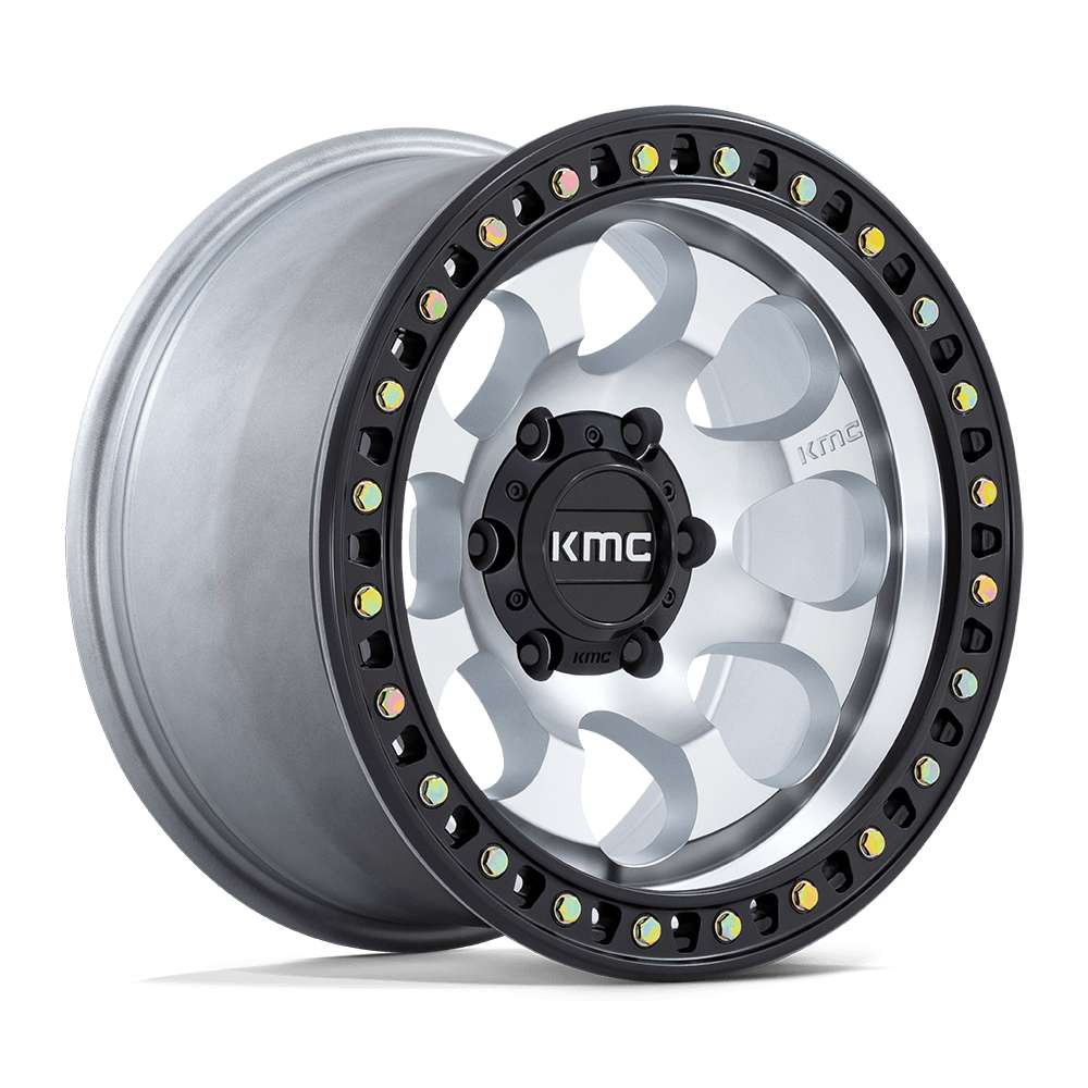 KMC KM550 RIOT SBL MACHINED W/ SATIN BLACK LIP 18 Inch Wheels