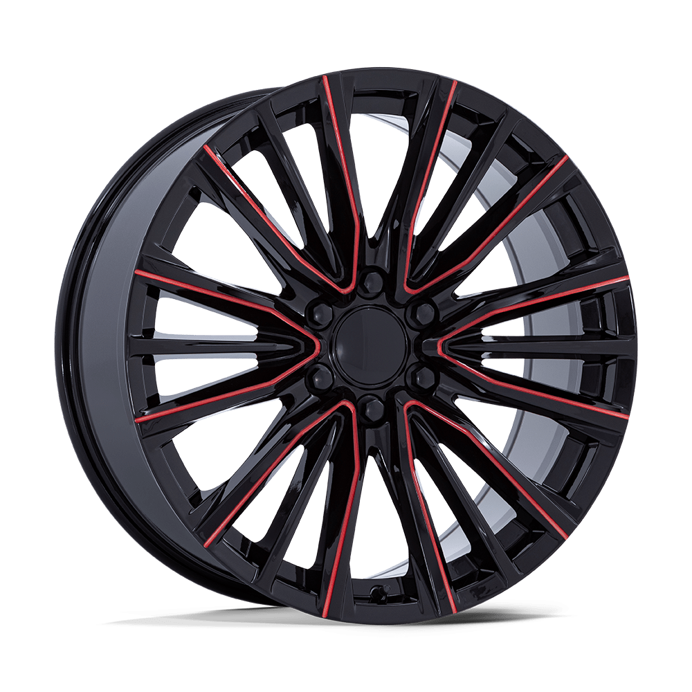 Performance Replicas PR223 GLOSS BLACK MILLED RED 22 Inch Wheels