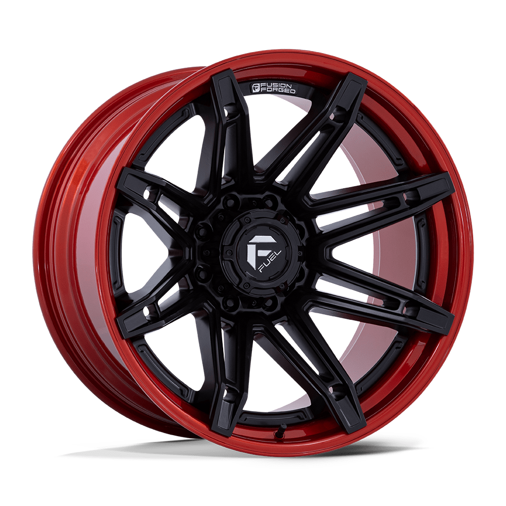 Fuel 1PC FC401 BRAWL MATTE BLACK W/ CANDY RED LIP 22 Inch Wheels