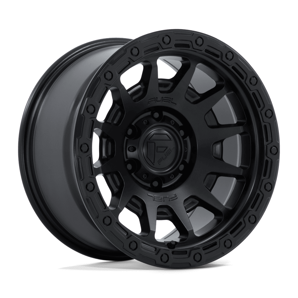 Fuel 1PC FC884 FORTRESS MATTE BLACK W/ GLOSS BLACK LIP 17 Inch Wheels