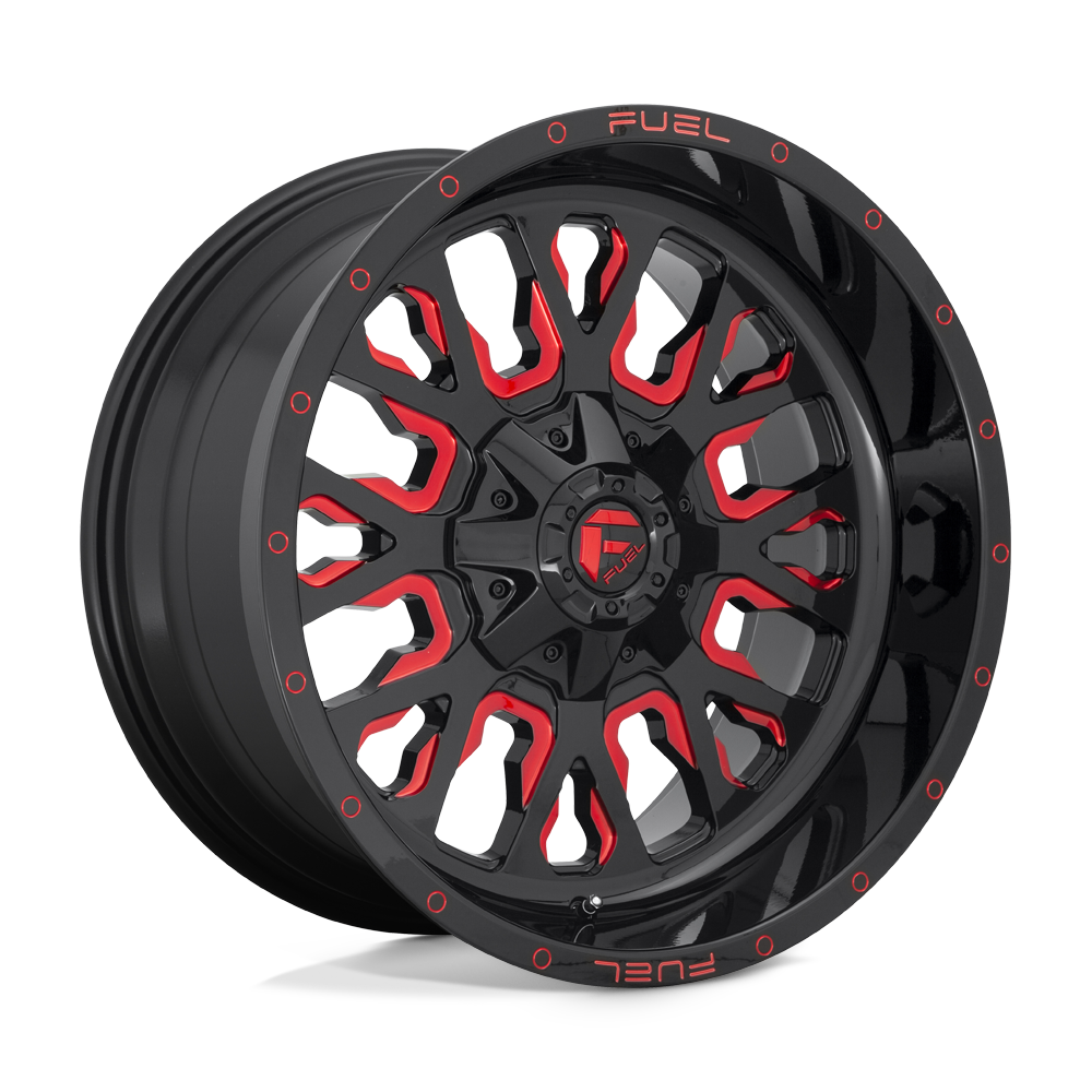 STROKE D612 6LUG 20x10 ET 18 GLOSS BLK N MILLED CANDY RED A1 png