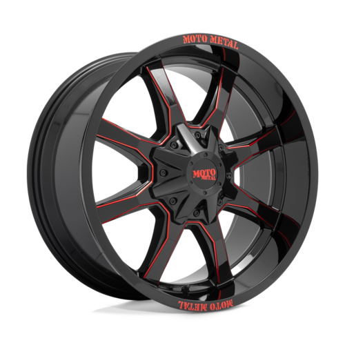 Moto Metal MO970 20X10 -18MM 8X165.1 GLOSS BLACK MILLED W/ RED TINT