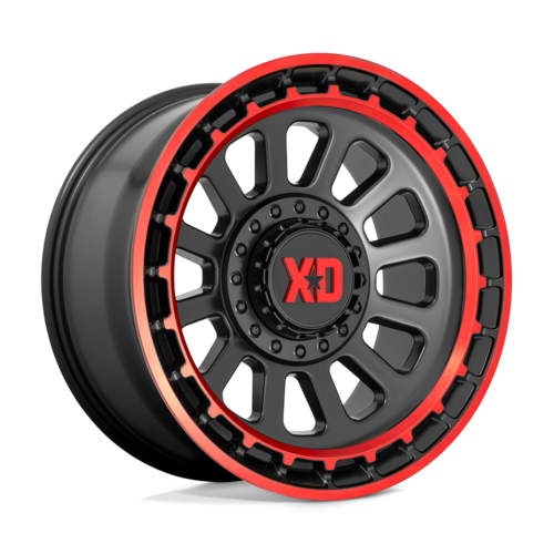 XD XD856 17X9 +18MM 6X135/6X139.7 SATIN BLACK MACHINED LIP W/ RED TINT