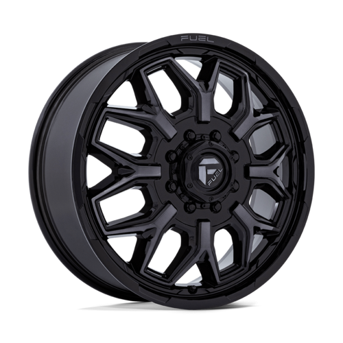Fuel 1PC FLUX DRW 20X8.3 +104MM 8X200 GLOSS BLACK BRUSHED FACE W/ GRAY TINT — DRW Front