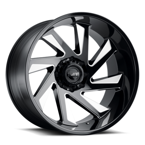 Tuff TU T1B 20X10 -23MM 5X127 GLOSS BLACK W/ MILLED SPOKES