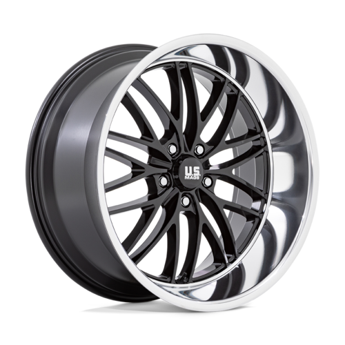 US Mag 1PC SANTA CRUZ 22X10.5 0MM 5X127 GLOSS BLACK W/ DIAMOND CUT LIP
