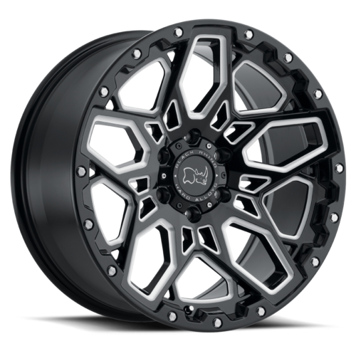 Black Rhino Hard Alloys BR SHRA 20X9.5 +12MM 5X150 GLOSS BLACK W/ MILLED SPOKES