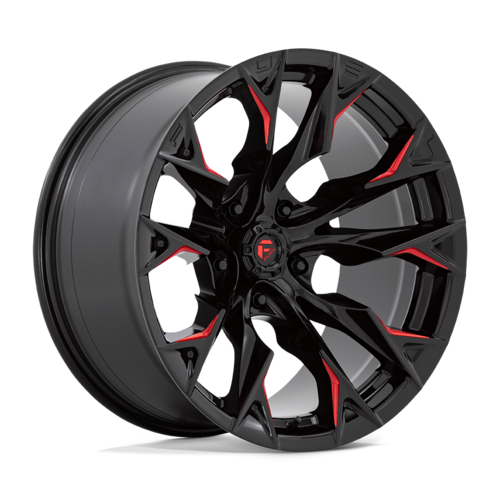 Fuel 1PC FLAME 20X10 -18MM 5X127 GLOSS BLACK MILLED W/ CANDY RED