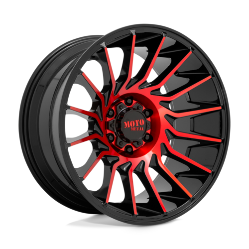 Moto Metal MO807 22X10 -18MM 6X135 GLOSS BLACK MACHINED W/ RED TINT