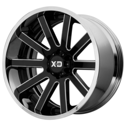 GLOSS BLACK MILLED CENTER W/ CHROME LIP