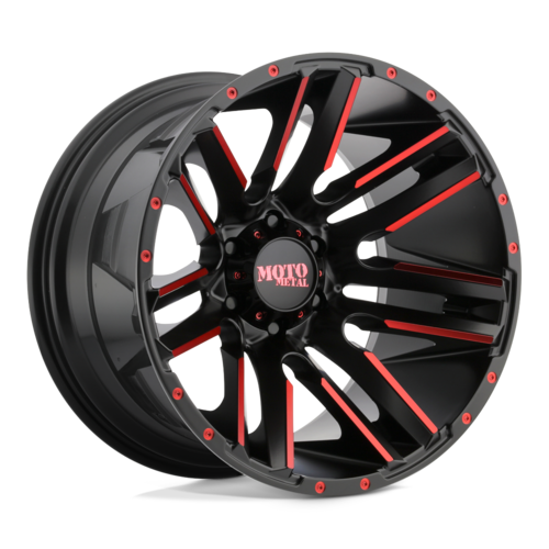 Moto Metal MO978 20X10 -24MM 5X139.7 SATIN BLACK MACHINED W/ RED CLEAR COAT
