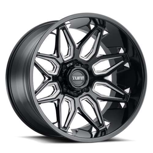 Tuff TU T3B 24X14 -72MM 8X170 GLOSS BLACK W/ MILLED SPOKES